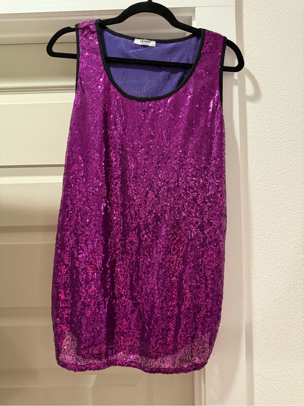 Purple Magenta Sequin Sleeveless Tunic